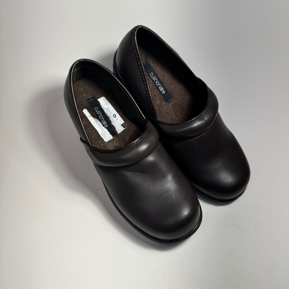 Cushionaire Womens Slip Resistant Professional Clogs Brown Work Shoes Size 8